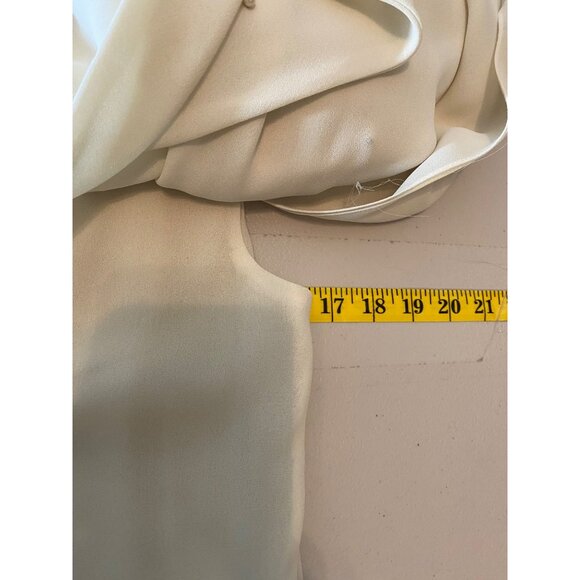 Ivory Draped Front Sleeveless Formal Maxi Dress Beaded Shoulders Small - Picture 4 of 6